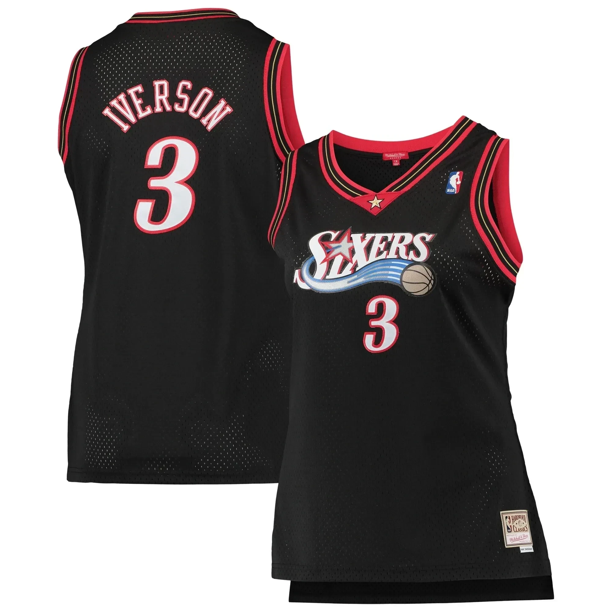 Allen Iverson Philadelphia 76ers Mitchell Ness Plus Size Swingman Black NBA Jersey Women's