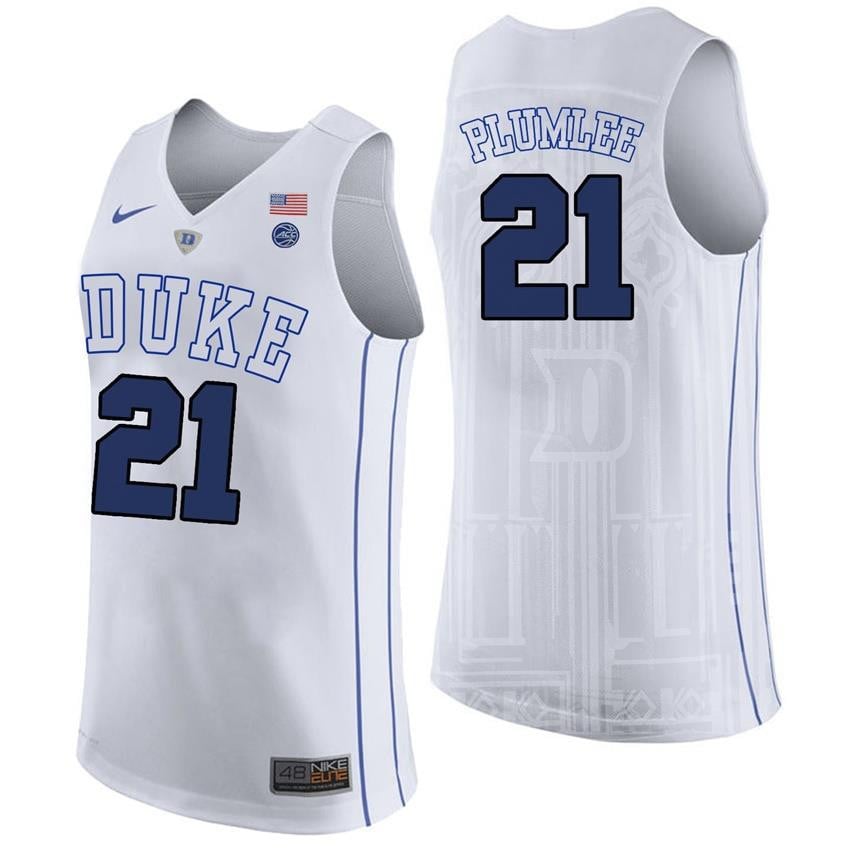 Duke Blue Devils 21 Miles Plumle White College Player Performance NCAA Jersey Men's