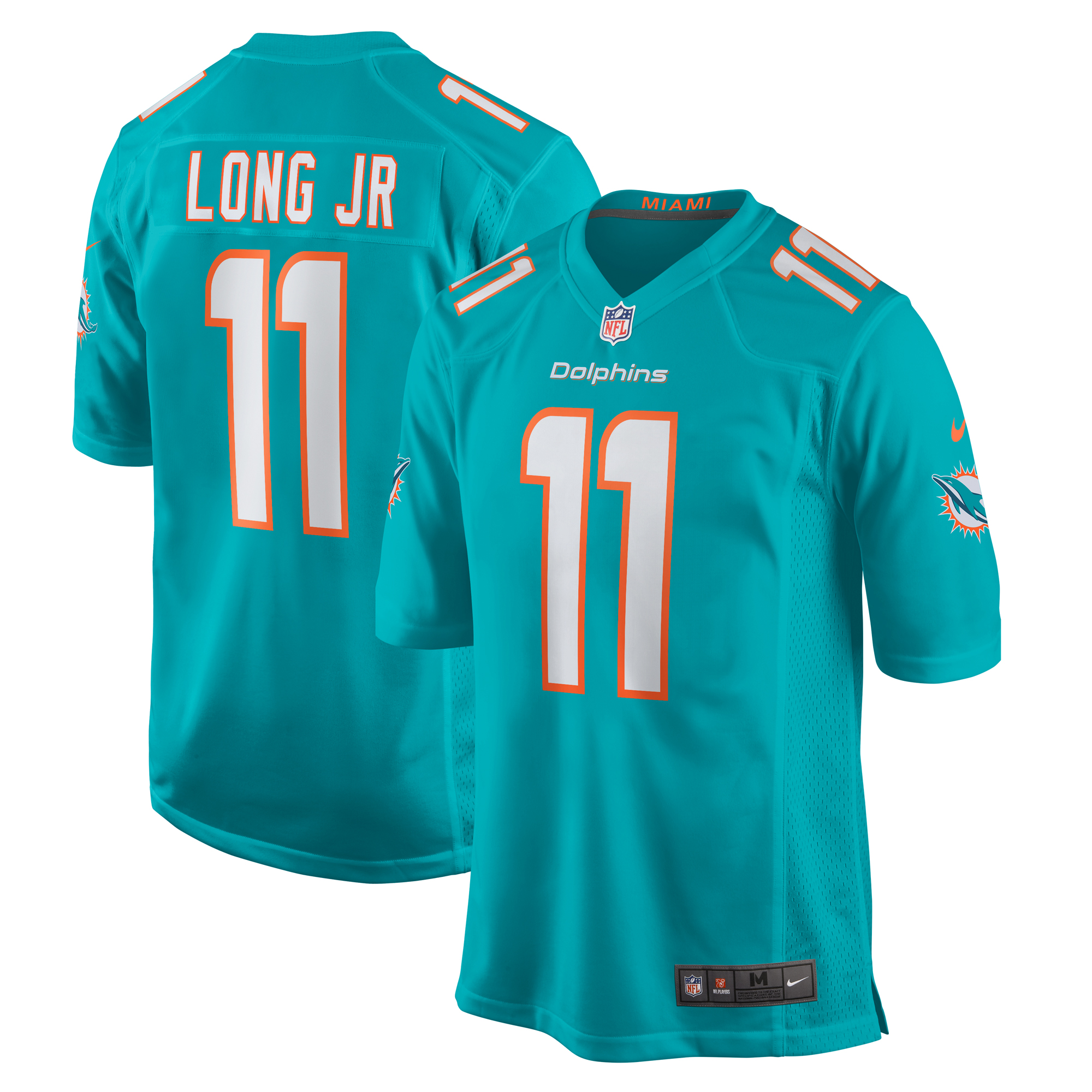 Miami Dolphins David Long Jr. Aqua Game NFL Jersey Men's