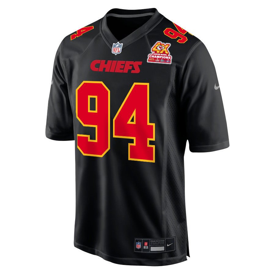 Malik Herring 94 Kansas City Chiefs Super Bowl LVIII Champions 4X Fashion Game Carbon Black NFL Jersey Men's