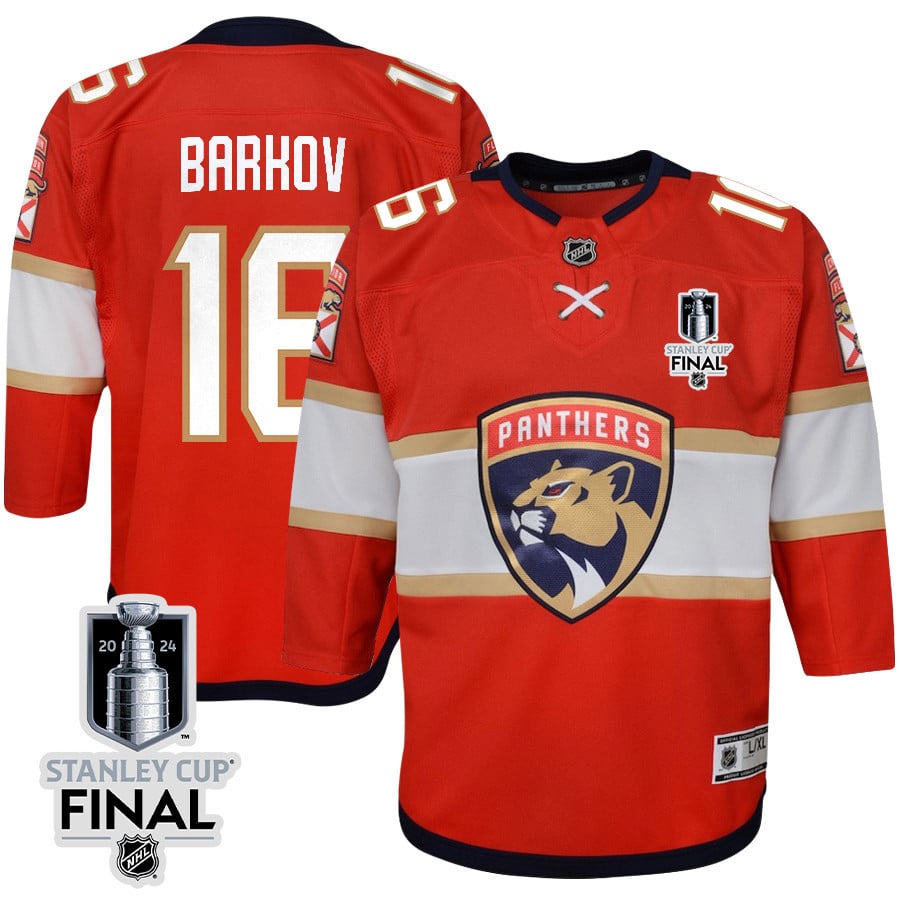 Aleksander Barkov 16 Florida Panthers 2024 STANLEY CUP Final Home Breakaway Red NHL Jersey Youth
