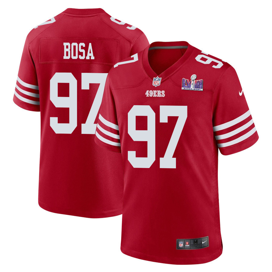 Nick Bosa 97 San Francisco 49ers Super Bowl LVIII Patch Game Scarlet NFL Jersey Men's