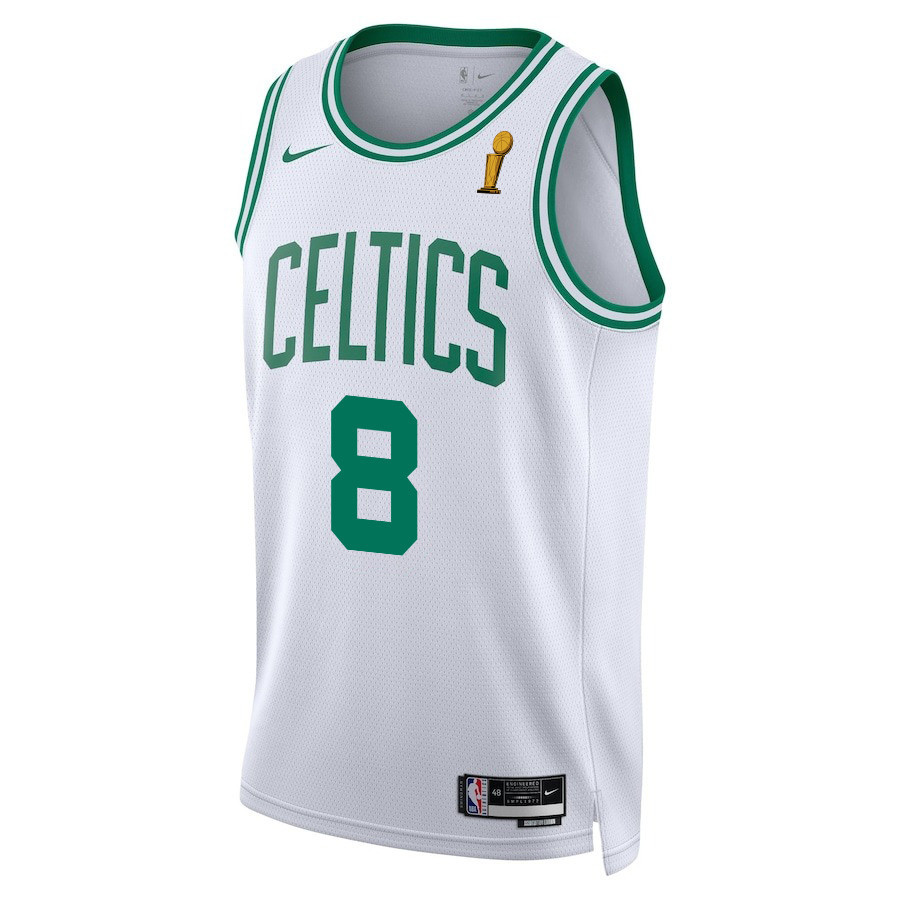 Kristaps Porzingis 8 Boston Celtics 2024 FINALS CHAMPIONS Swingman Association Editio White NBA Jersey Men's