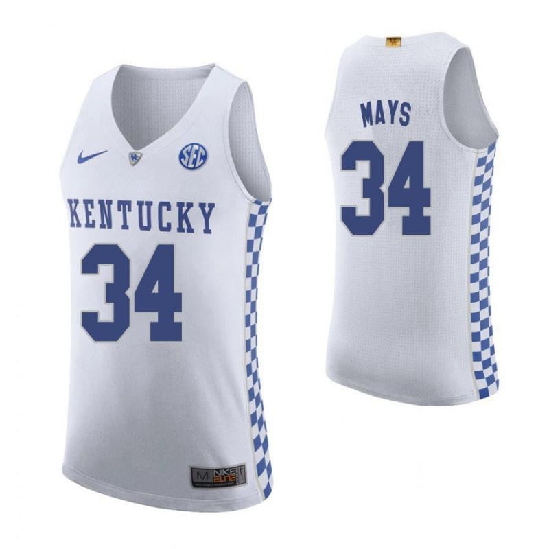 34 Julius Mays Roa White Elite Kentucky Wildcats NCAA Jersey Men's