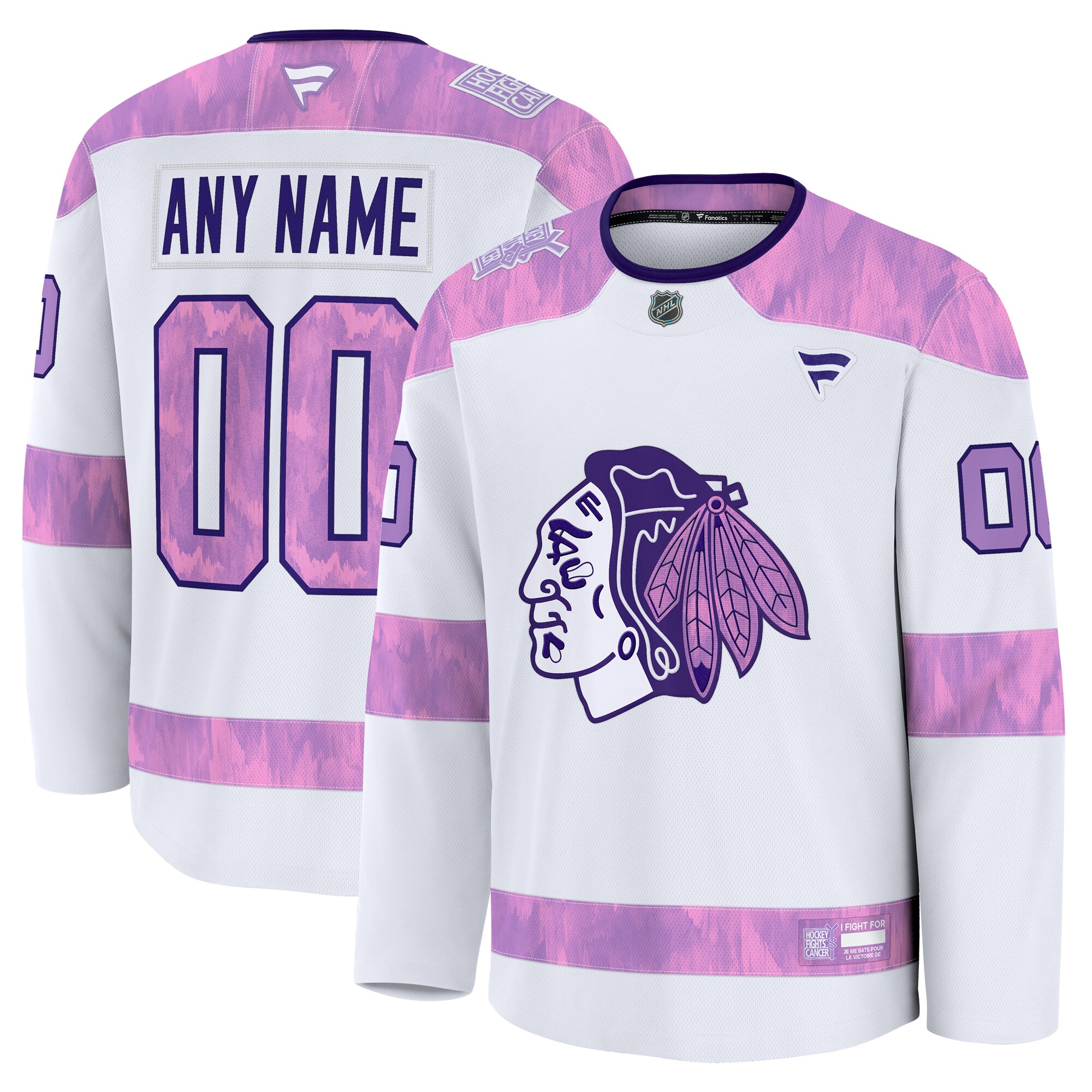 Chicago Blackhawks White 2024 Fights Cancer Custom Practice NHL Jersey Men's