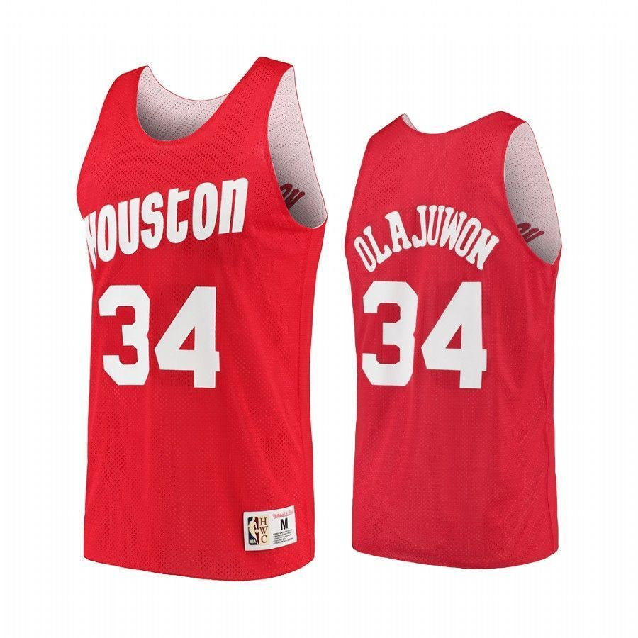 Houston Rockets Hakeem Olajuwon 34 Hardwood Classics Reversible Practice NBA Jersey Men's