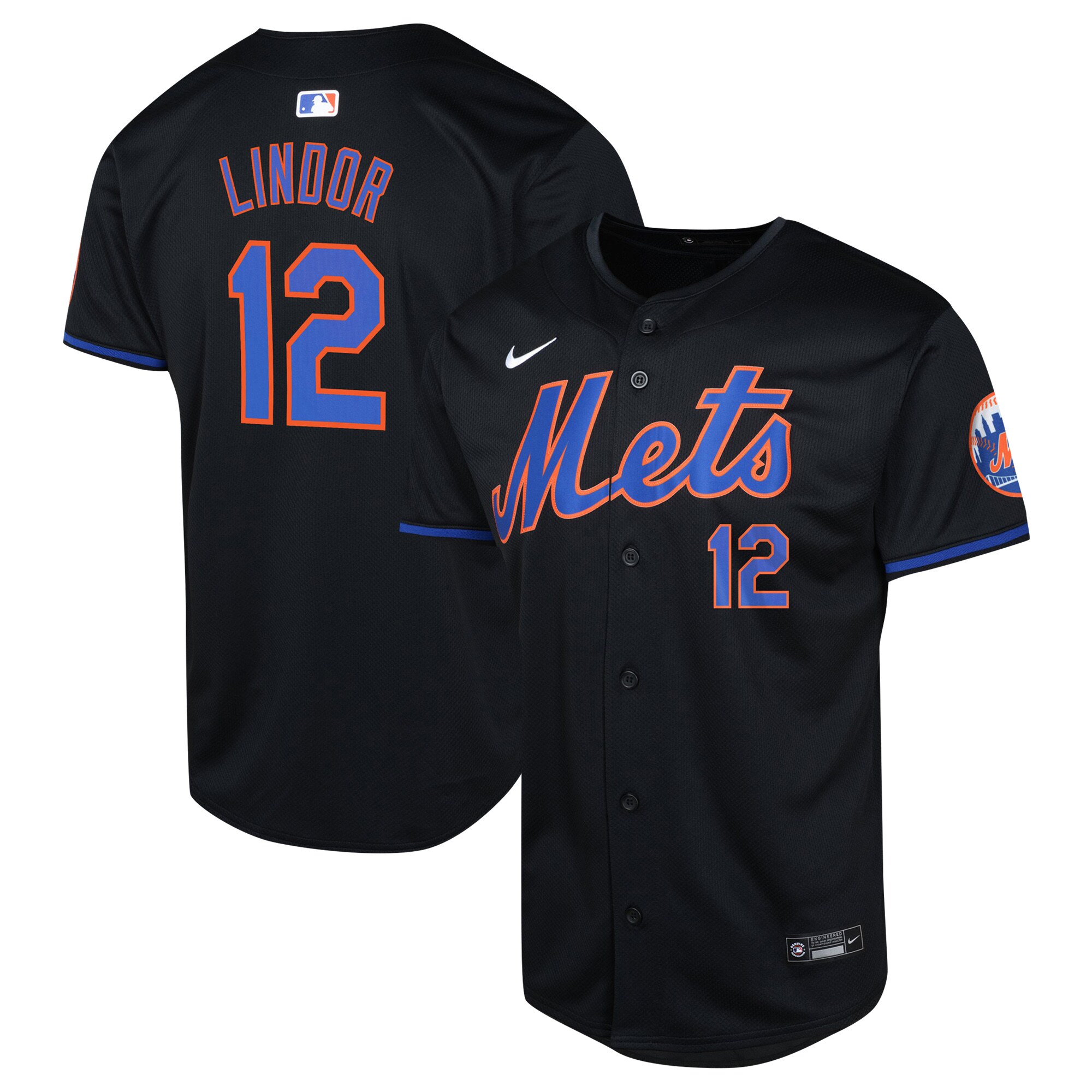 New York Mets Francisco Lindor Black Alternate Limited Player MLB Jersey Youth
