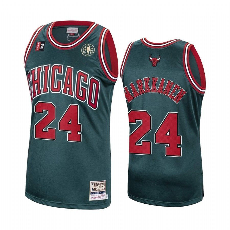 Lauri Markkanen 24 Chicago Bulls Green Hardwood Classics NBA Jersey Men's