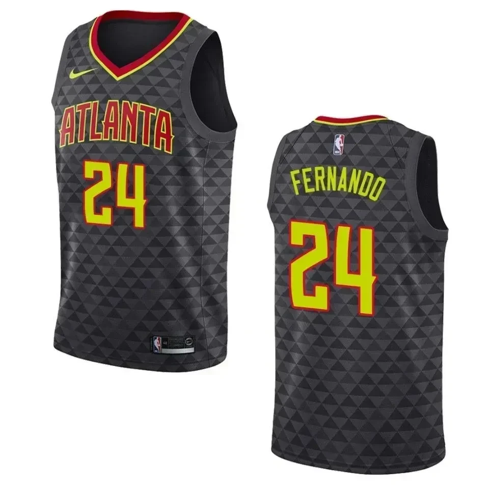 Atlanta Hawks 24 Bruno Fernando Icon Swingman Black NBA Jersey Men's