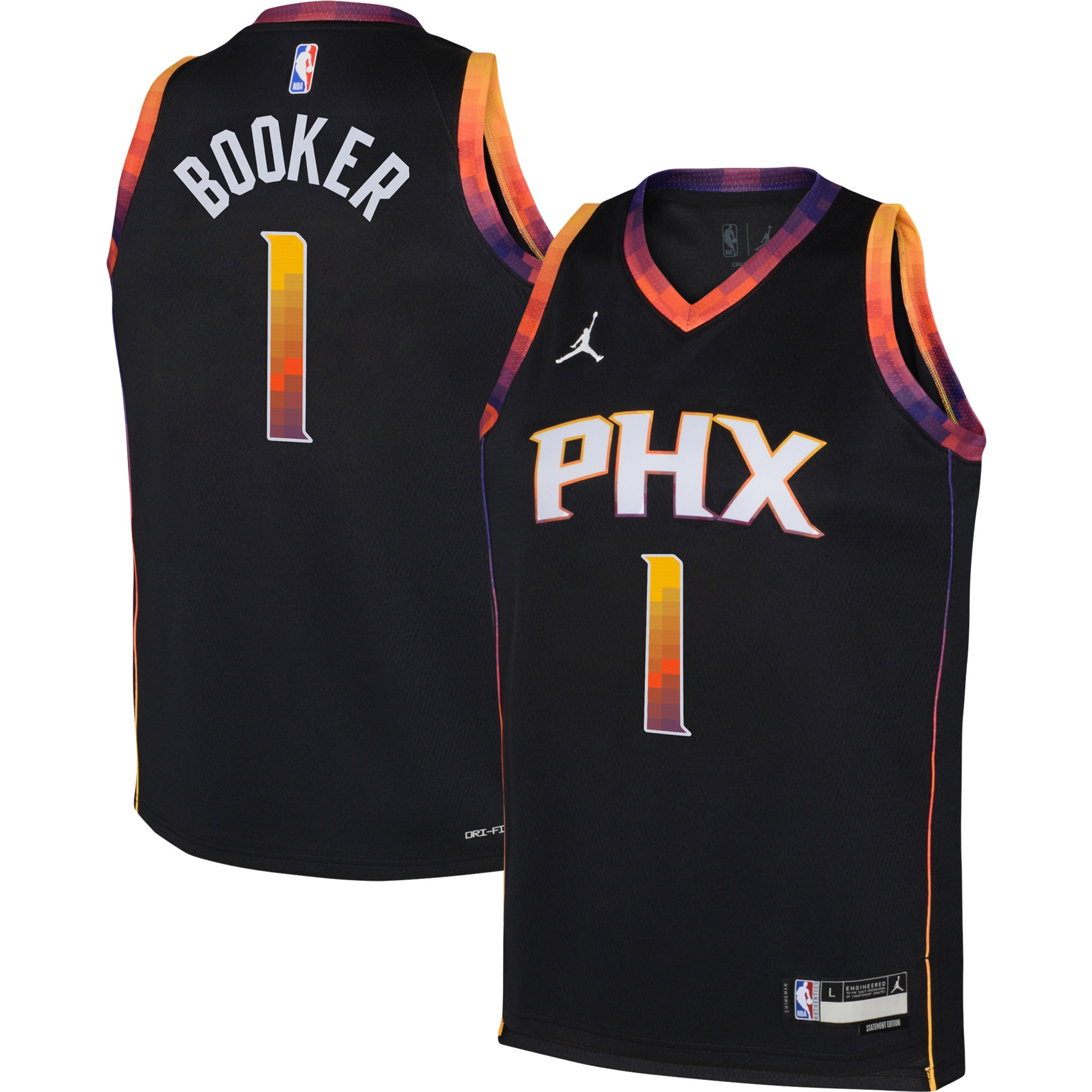 Jordan Brand Devin Booker Black Phoenix Suns Swingman Statement Edition NBA Jersey Youth