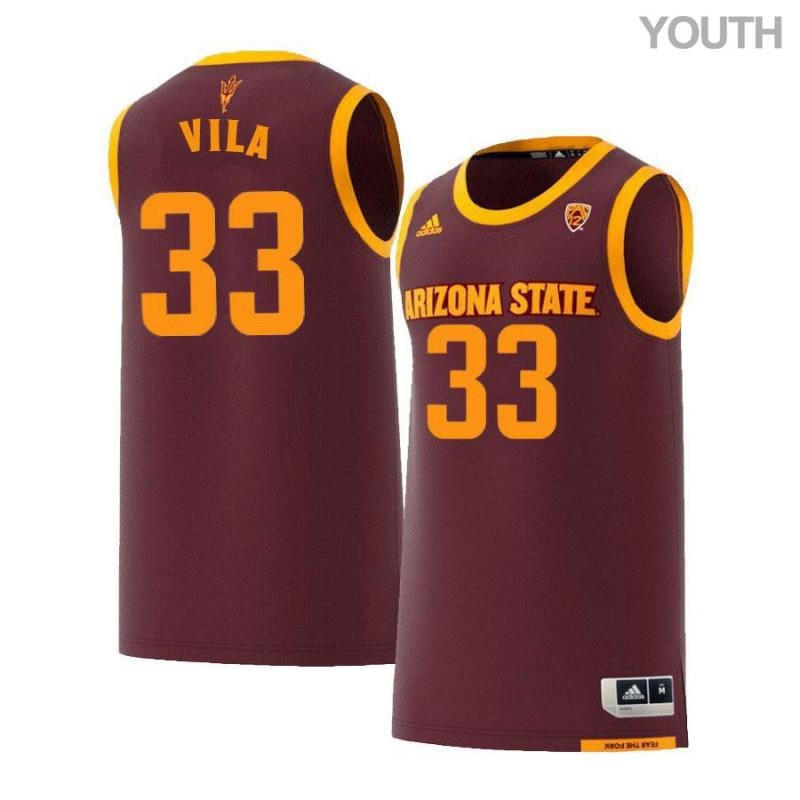 33 Ramon Vila Maroon Retro Arizona State Sun Devils NCAA Jersey Youth