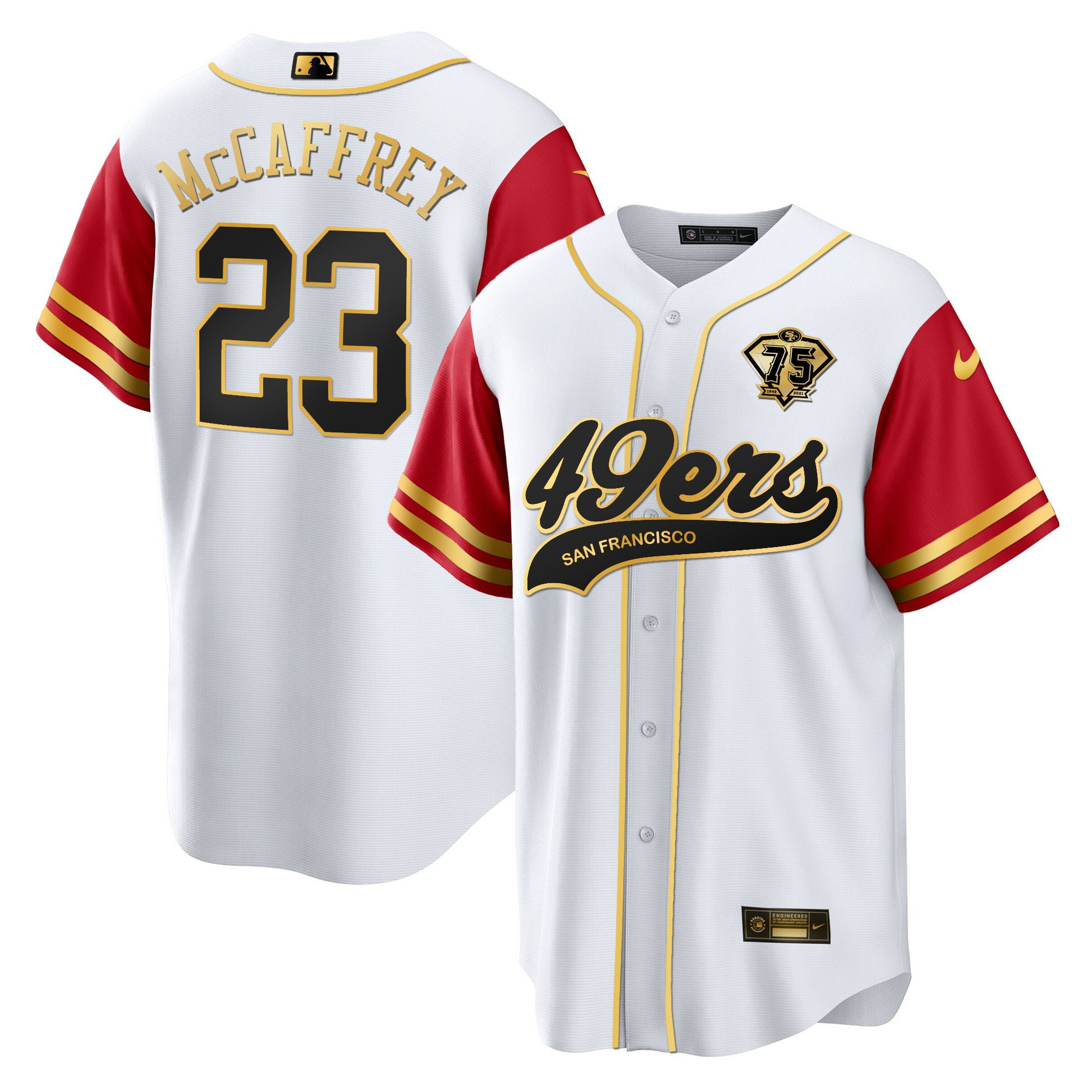 Christian McCaffrey 23 San Francisco 49ers Color Sleeve MLB Jersey Men's