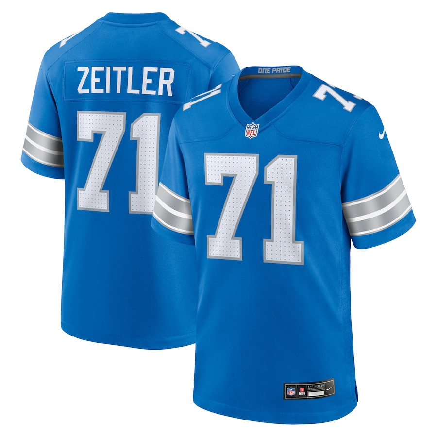 Kevin Zeitler 71 Detroit Lions Game Blue NFL Jersey Men's