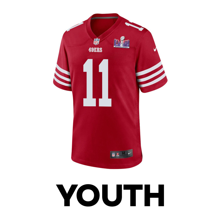Brandon Aiyuk 11 San Francisco 49ers Super Bowl LVIII Patch Game Scarlet NFL Jersey Youth