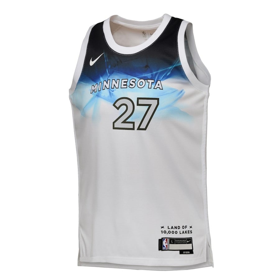 Rudy Gobert 27 Minnesota Timberwolves 2024/25 Swingman Playe City Editio White NBA Jersey Youth