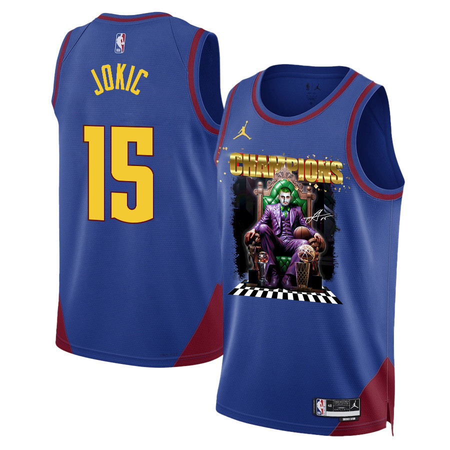 Nikola Joki? Denver Nuggets The Big Joker 2023 Final Champions Swingman Blue NBA Jersey Men's