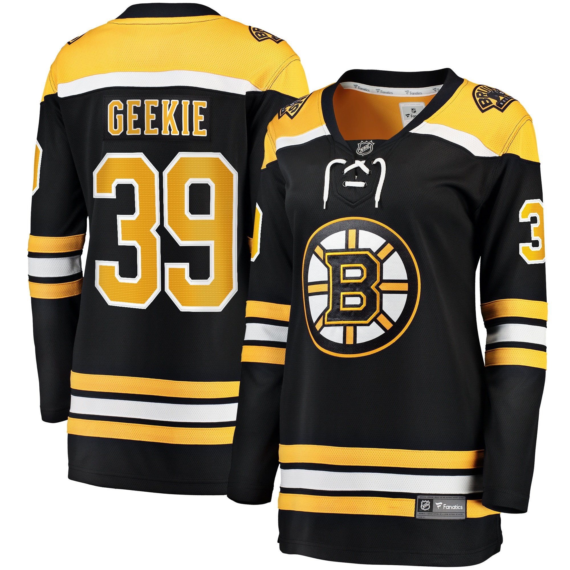 Morgan Geekie 39 Boston Bruins Home Breakaway Women, Black NHL Jersey Women's