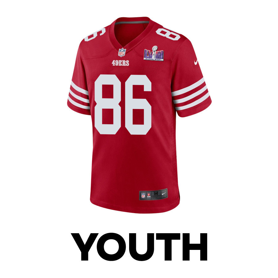 Tay Martin 86 San Francisco 49ers Super Bowl LVIII Patch Game Scarlet NFL Jersey Youth