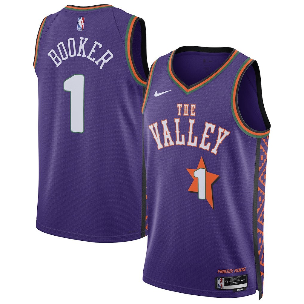 Devin Booker 1 Phoenix Suns Unisex 2024/25 Swingman Player City Edition Purple NBA Jersey Unisex
