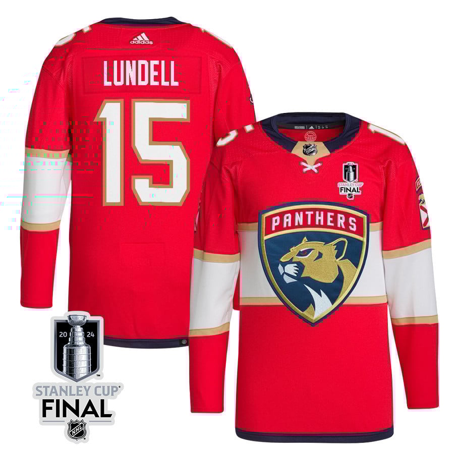 Anton Lundell 15 Florida Panthers 2024 STANLEY CUP Final Home Breakaway Red NHL Jersey Men's