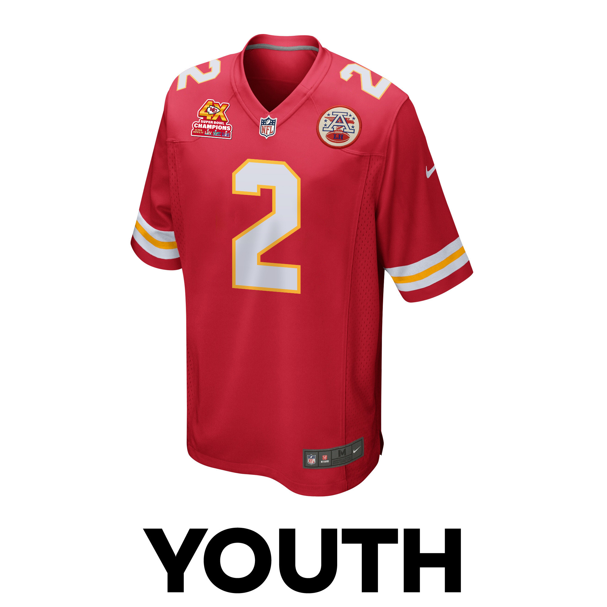 Joshua Williams 2 Kansas City Chiefs Super Bowl LVIII Champions 4X Game Red NFL Jersey Youth