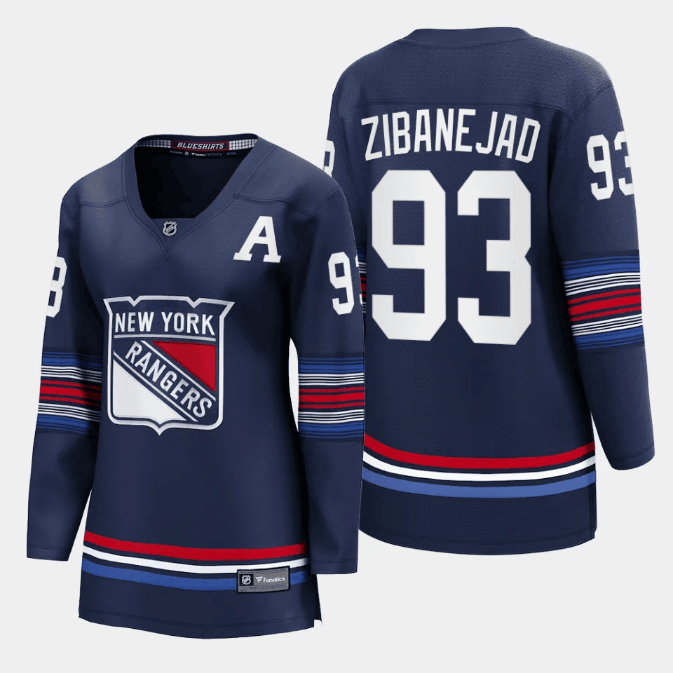 Mika Zibanejad 93 New York Rangers Alternate Premier Breakaway Navy NHL Jersey Women's