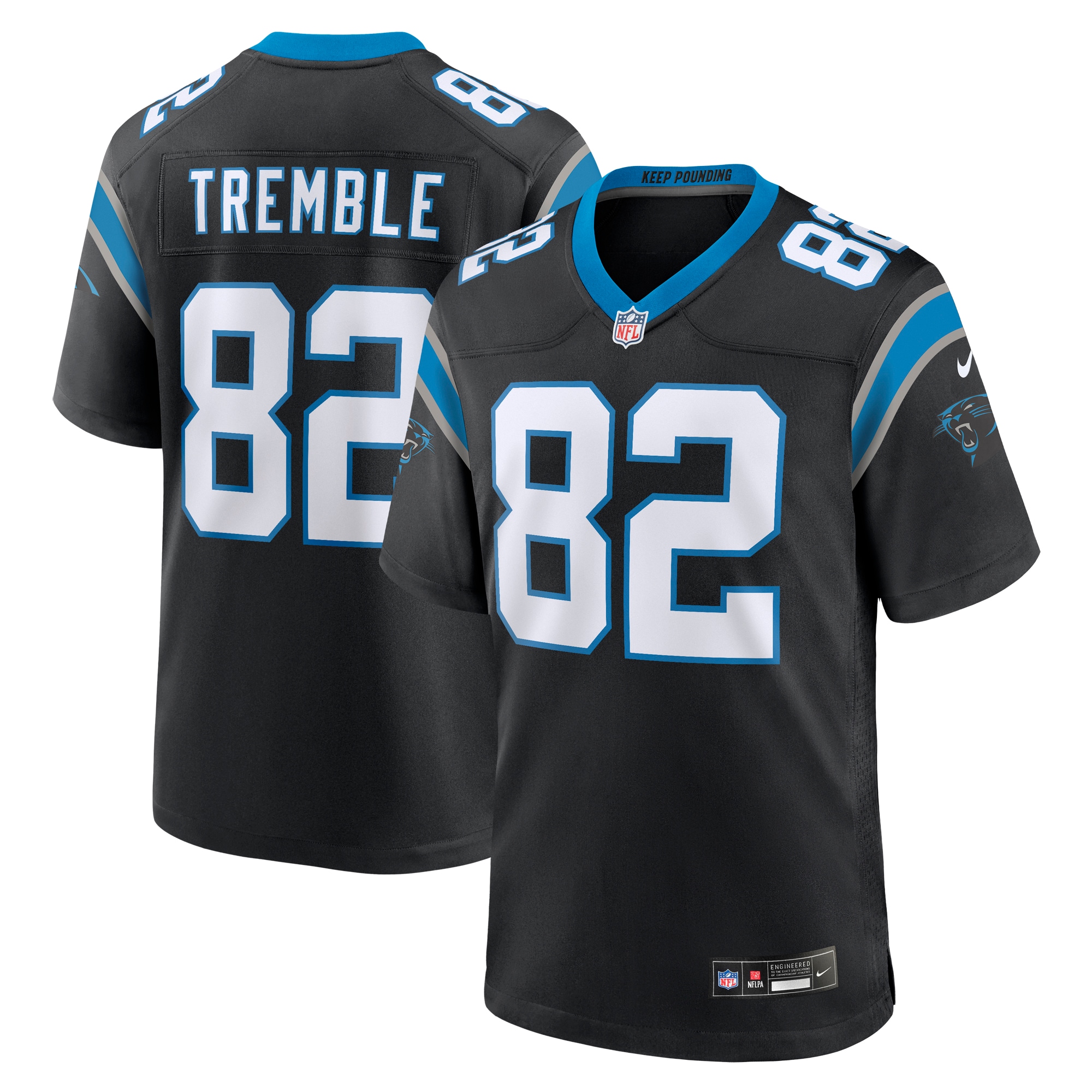 Carolina Panthers Tommy Tremble Black Team Game NFL Jersey Men's