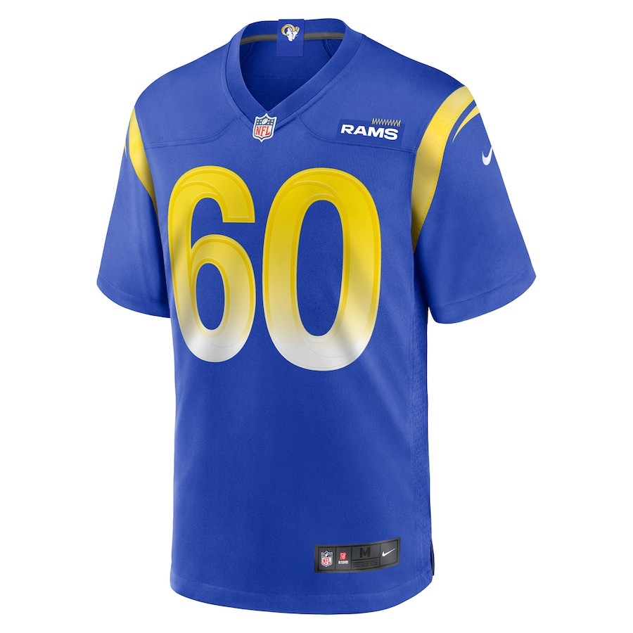 Logan Bruss 60 Los Angeles Rams Game Player Royal NFL Jersey Men's