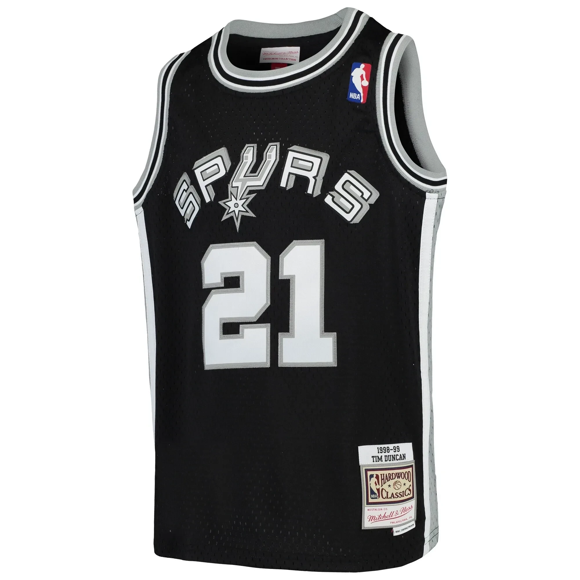 Tim Duncan San Antonio Spurs Mitchell&Nes Swingman Throwback Black NBA Jersey Youth
