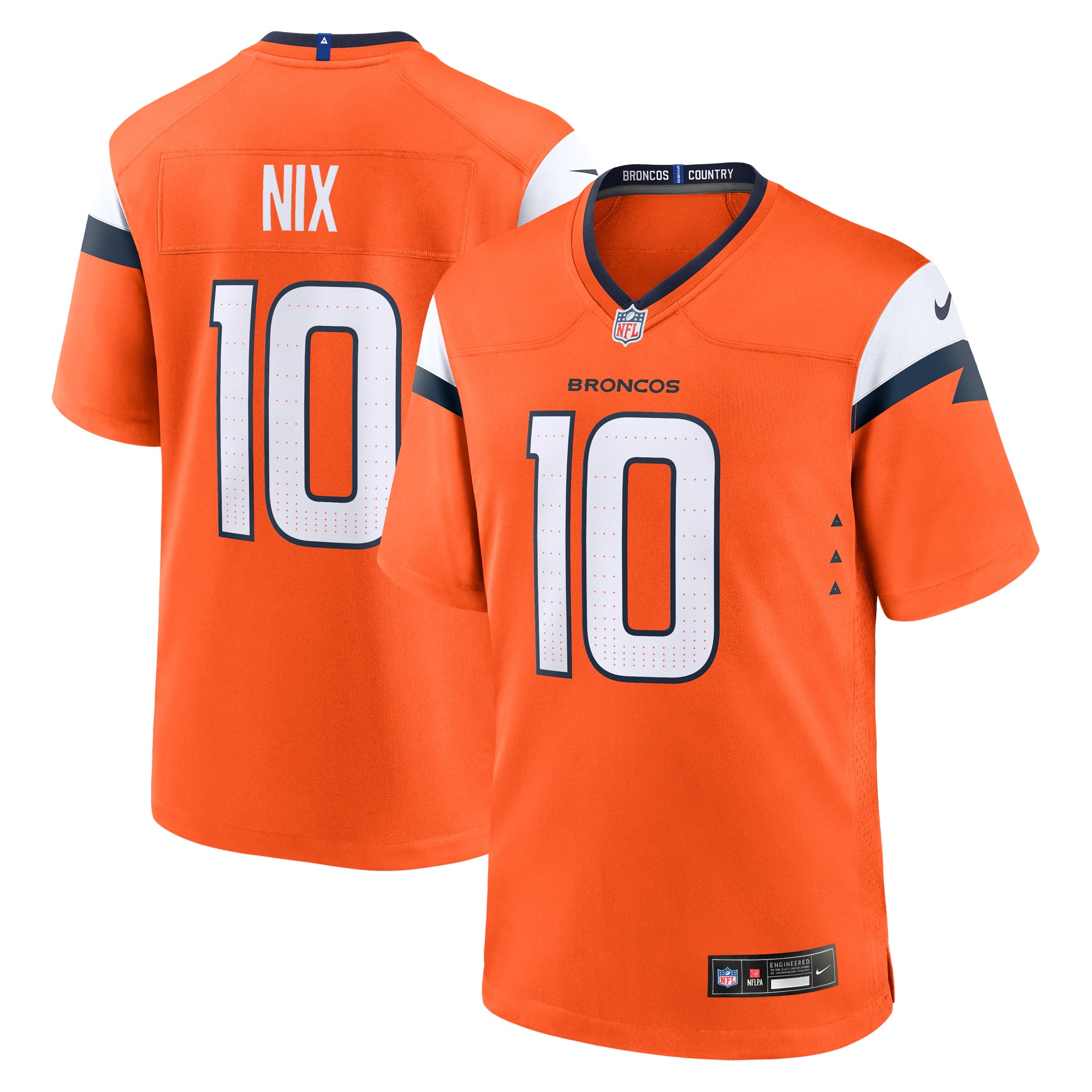 Denver Broncos Bo Nix Orange Team Game NFL Jersey Youth