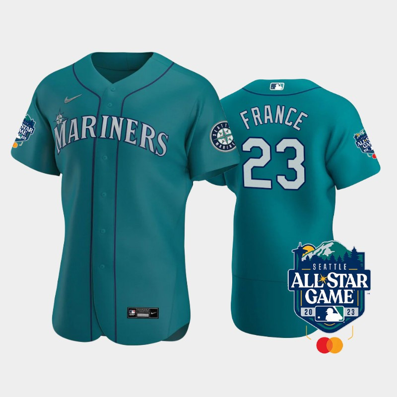 2023 All Star Game Seattle Mariners 23 Ty France Aqua MLB Jersey Men's