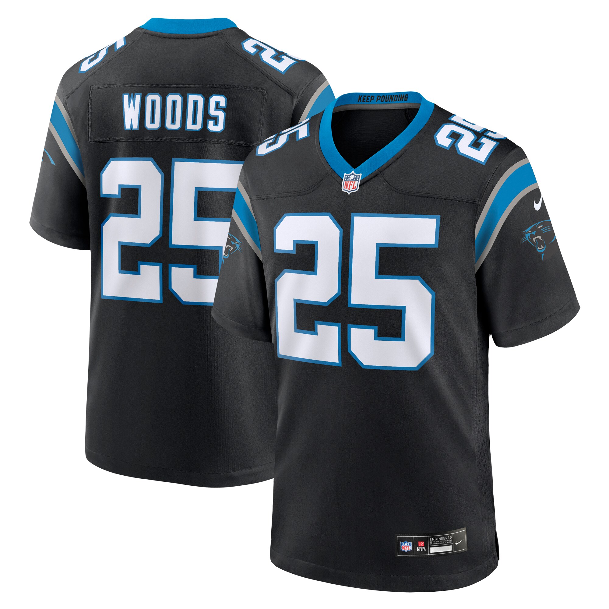 Carolina Panthers Xavier Woods Black Team Game NFL Jersey Men's