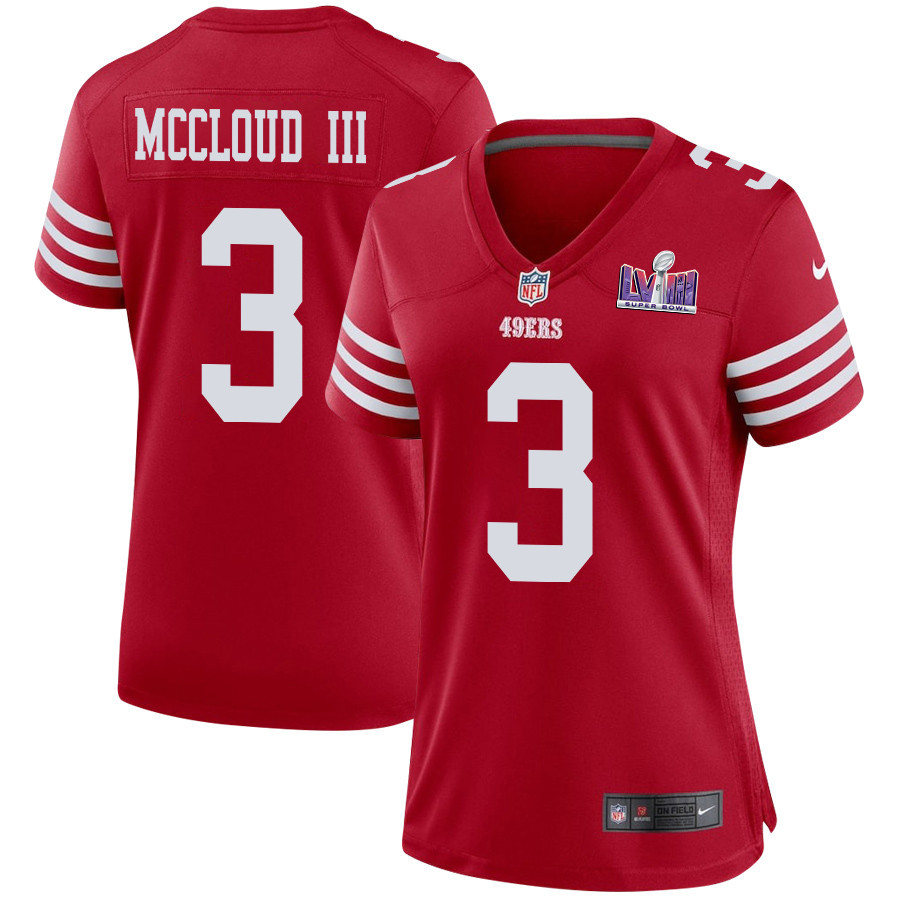 Ray-Ray McCloud III 3 San Francisco 49ers Super Bowl LVIII Patch Game Scarlet NFL Jersey Women's