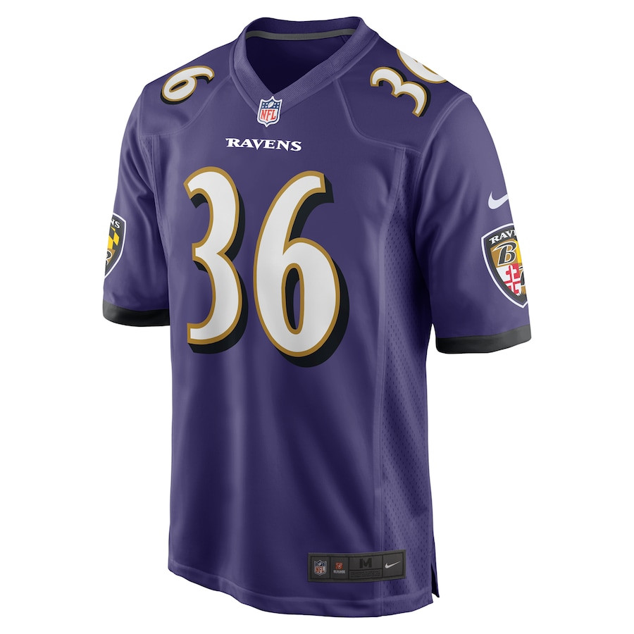 Owen Wright 36 Baltimore Ravens Team Game Purple NFL Jersey Men's