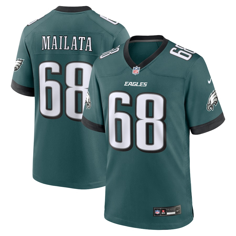Jordan Mailata 68 Philadelphia Eagles Team Game Midnight Green NFL Jersey Men's