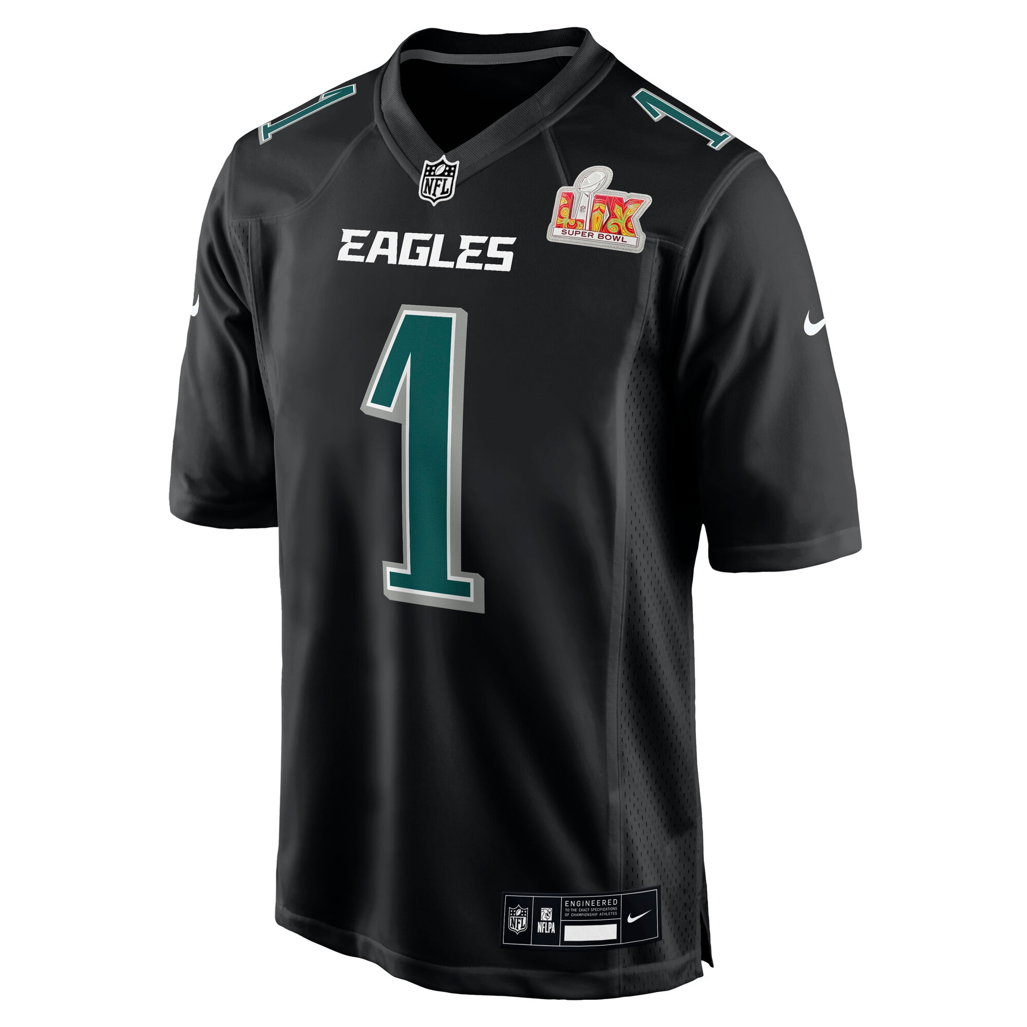 Philadelphia Eagles Jalen Hurts Carbon Black Super Bowl LIX Fashion Game Player NFL Jersey Men's