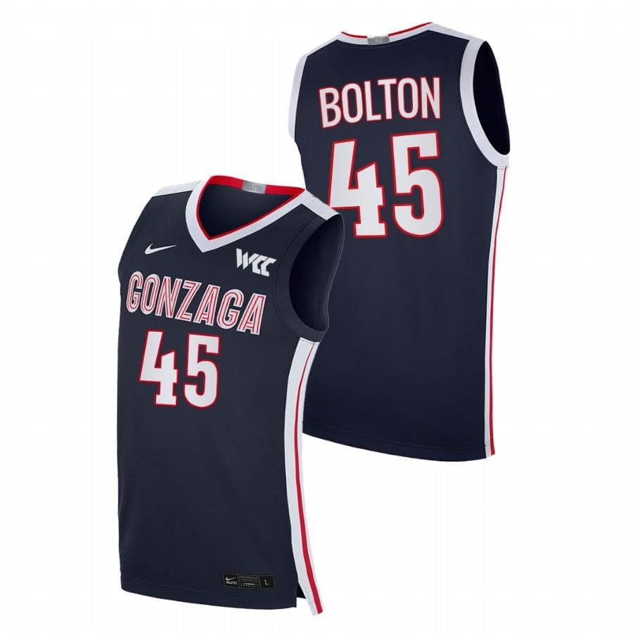 Gonzaga Bulldogs Rasir Bolton 45 2023 Navy College Elite NCAA Jersey Men's