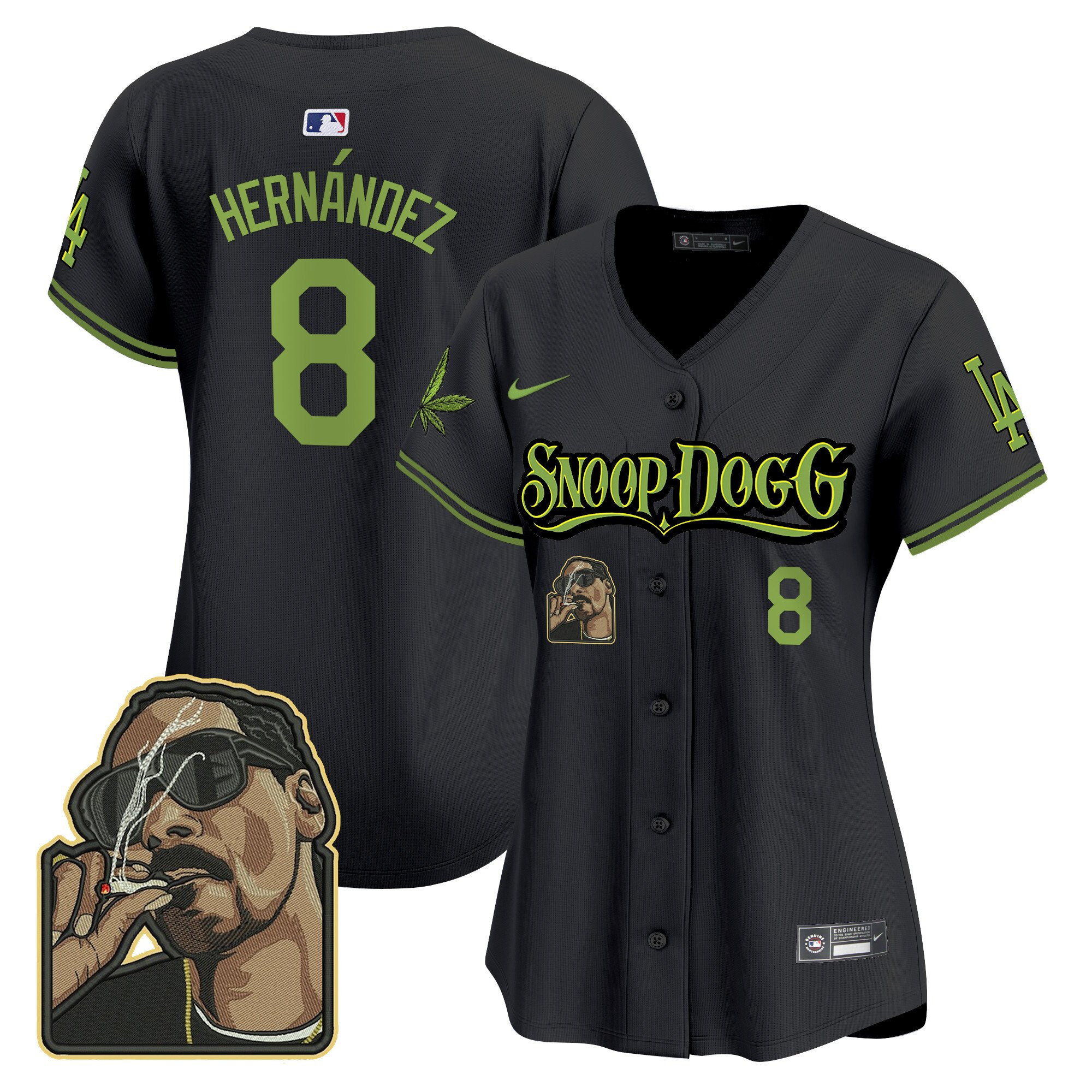 Kike Hernandez 8 Los Angeles Dodgers Snoop Dogg Black MLB Jersey Women's