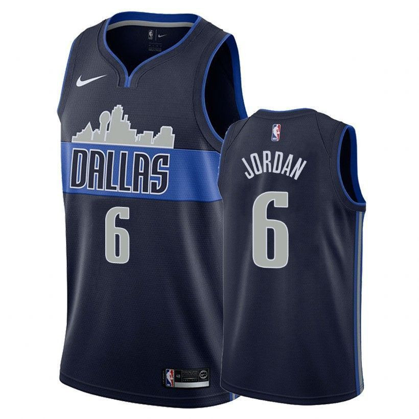 Dallas Mavericks Deandre Jordan 6 Statet Navy NBA Jersey Men's