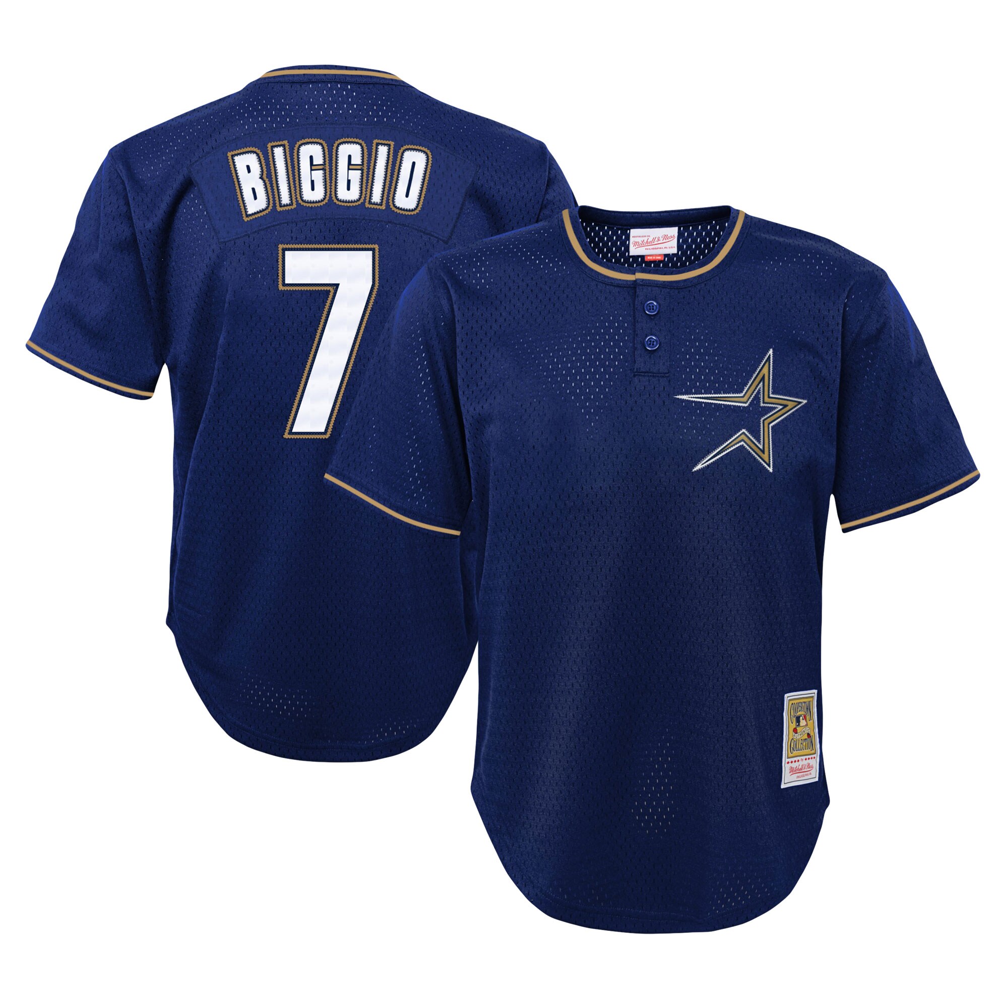 Houston Astros Craig Biggio Mitchell Ness Navy Cooperstown Collection Mesh Batting Practice MLB Jersey Youth