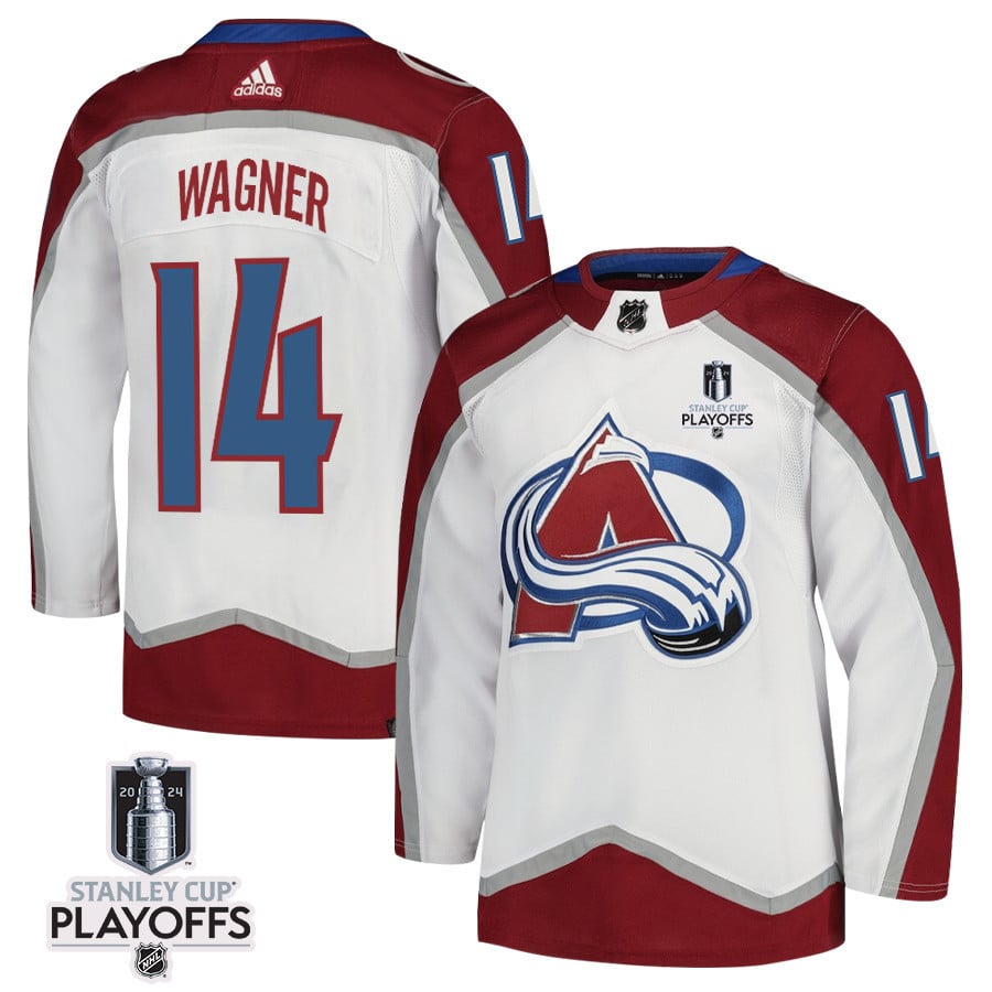 Chris Wagner 14 Colorado Avalanche 2024 Playoffs Patch Away White NHL Jersey Men's