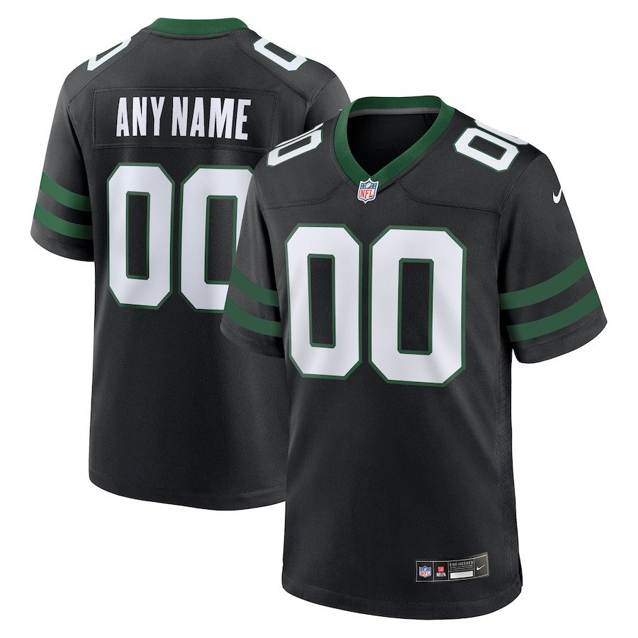New York Jets Alternate Custom Game Legacy Black NFL Jersey Men's