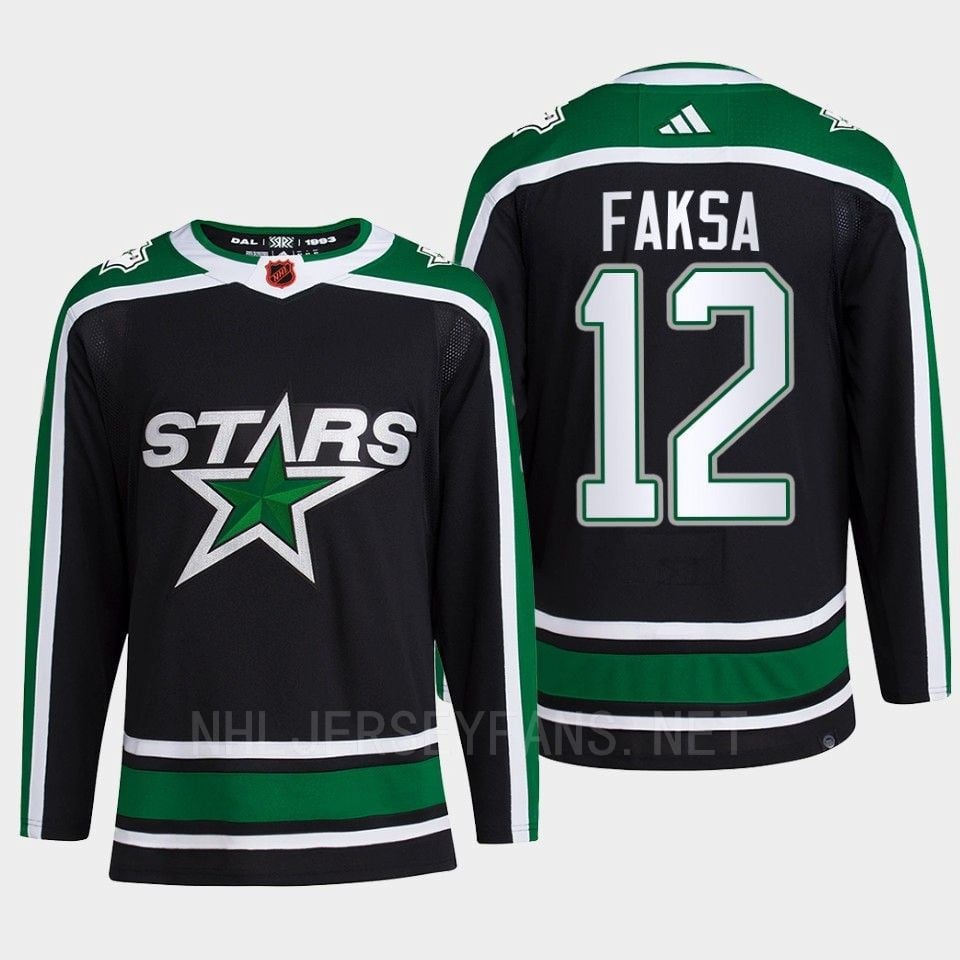 Radek Faksa 12 Reverse Retro 2.0 2022 Dallas Stars Black Pro Primegreen NHL Jersey Men's