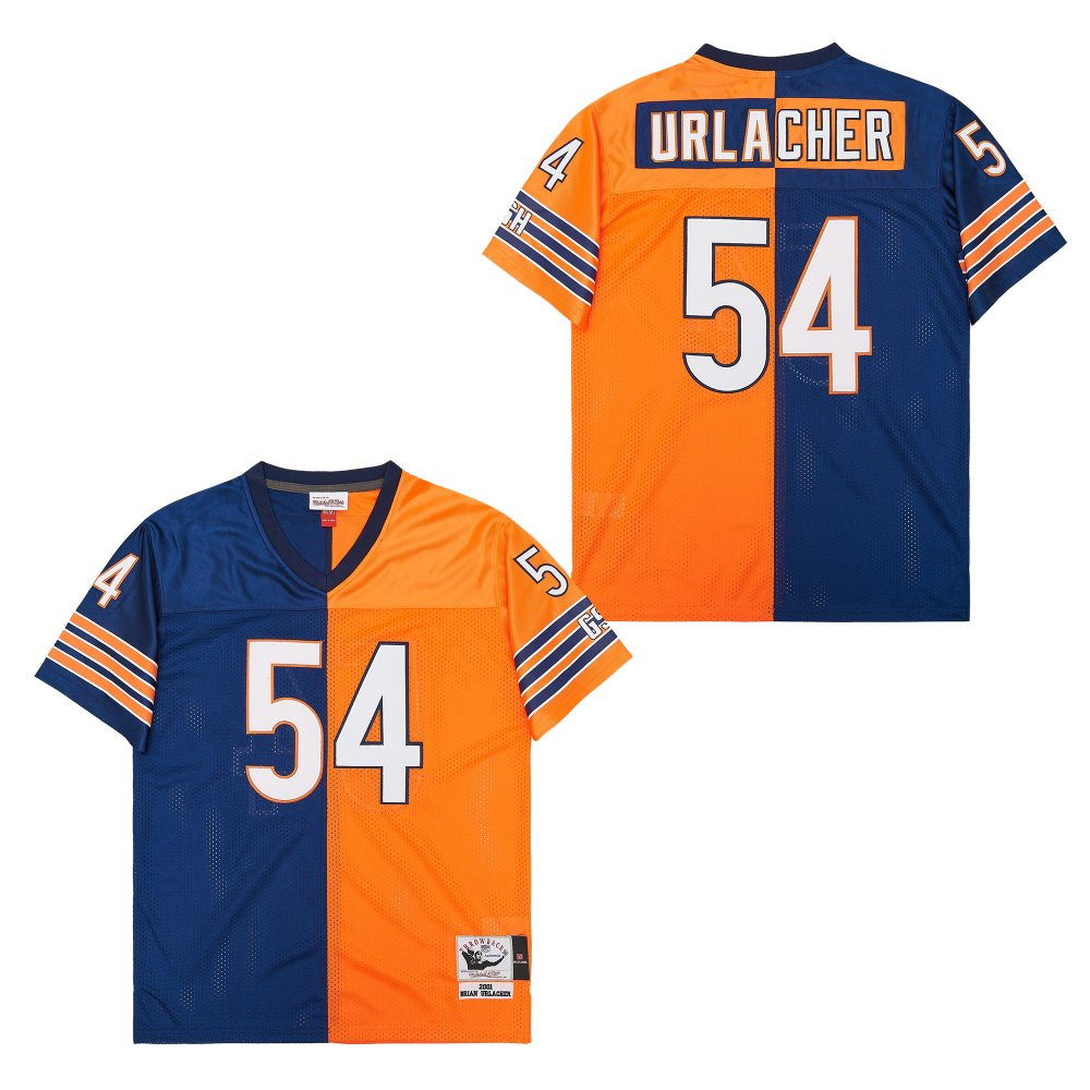 Brian Urlacher 54 Chicago Bears Two-Toned Retro Throwback Orange/Navy NFL Jersey Men's