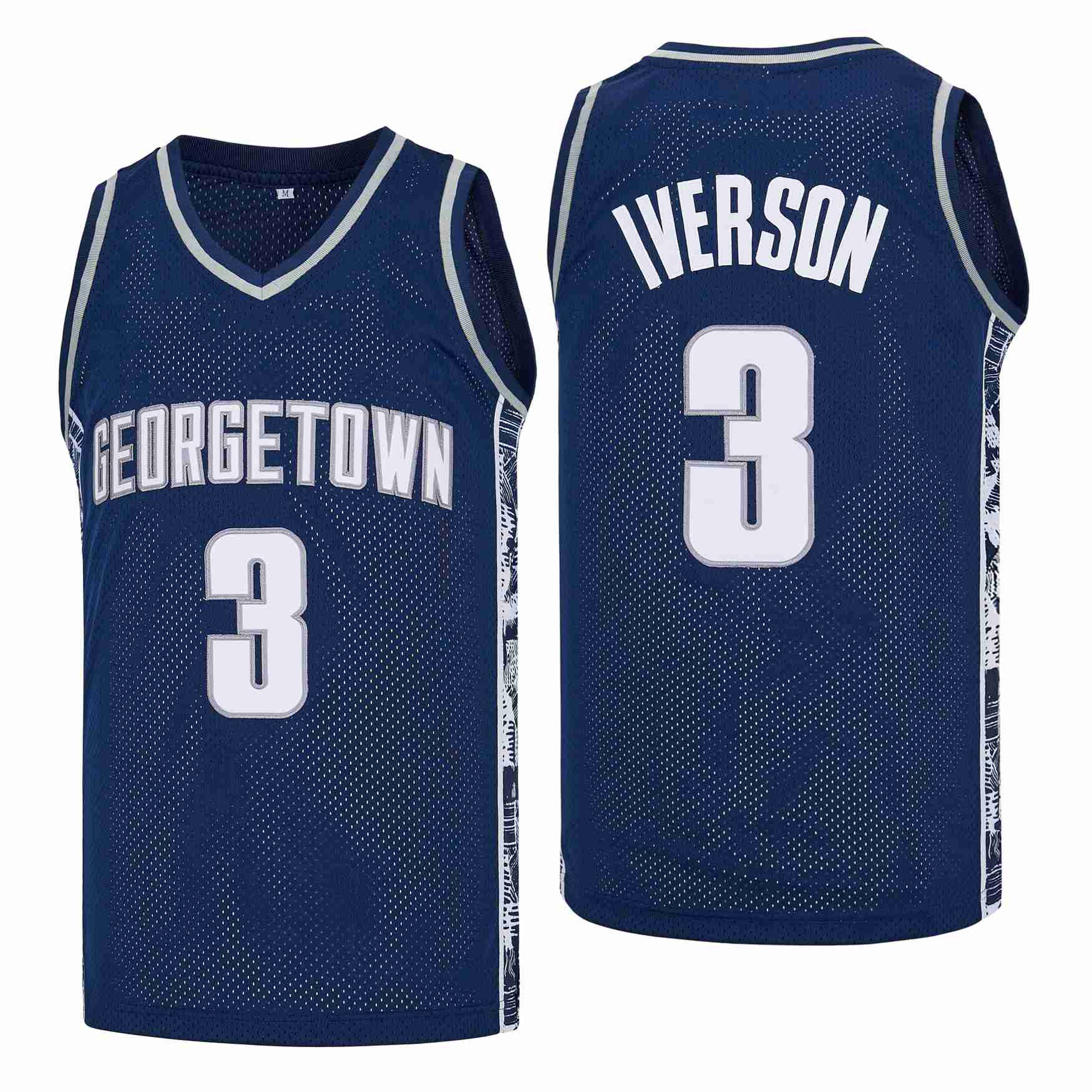 Allen Iverson 3 Philadelphia 76ers Georgetown Hoyas Swingman Navy NBA Jersey Men's