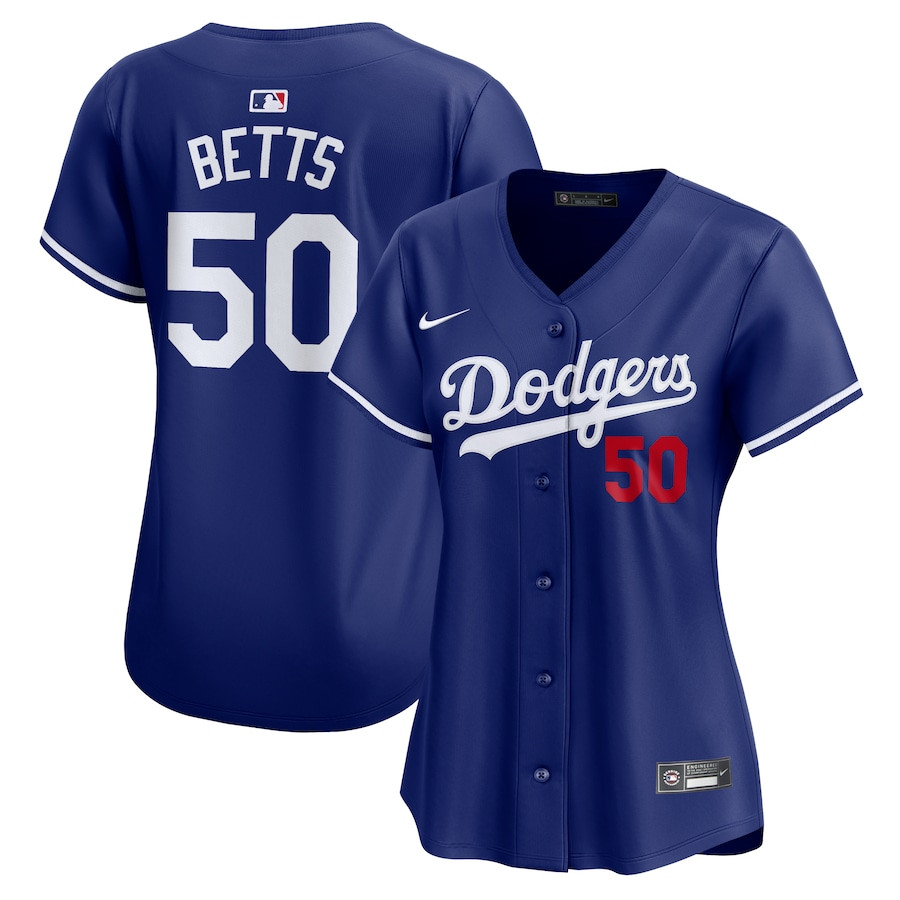Mookie Betts 50 Los Angeles Dodgers Alternate Limited Royal MLB Jersey Women's