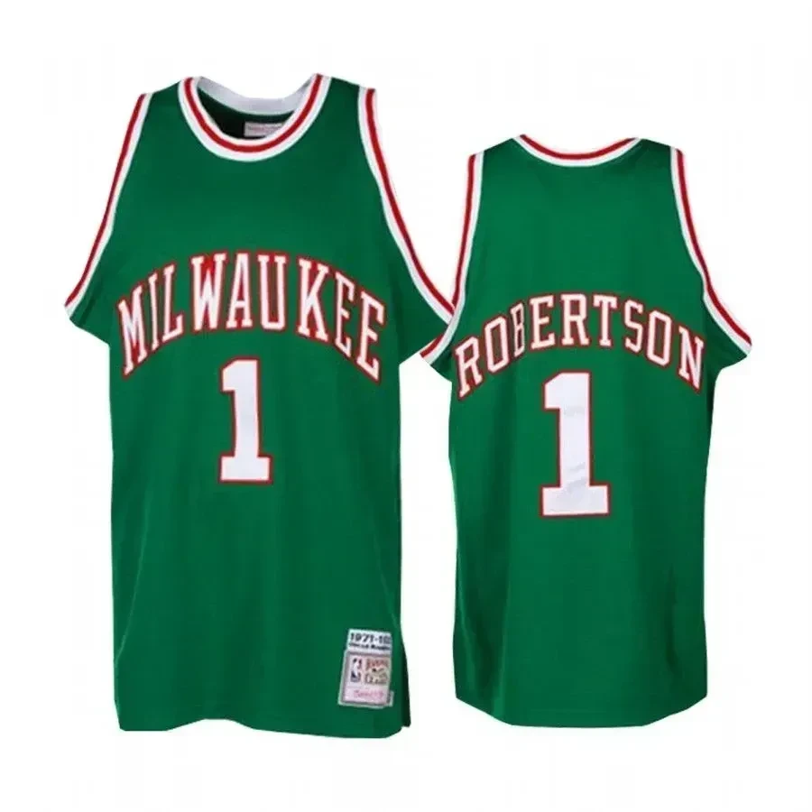 Milwaukee Bucks 1 Oscar Robertson Green Hardwood Classics NBA Jersey Men's