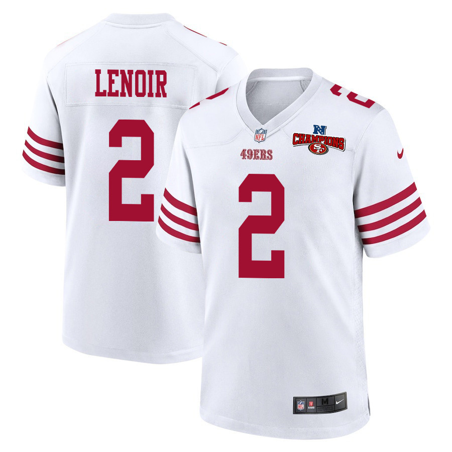 Deommodore Lenoir 2 San Francisco 49ers NFC Champions Patch Game White NFL Jersey Men's