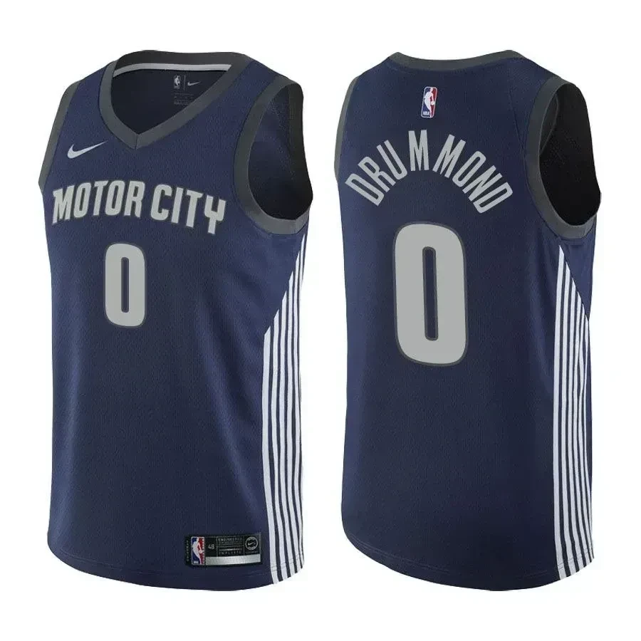 Detroit Pistons Andre Drummond 0 City Edition Navy NBA Jersey Men's