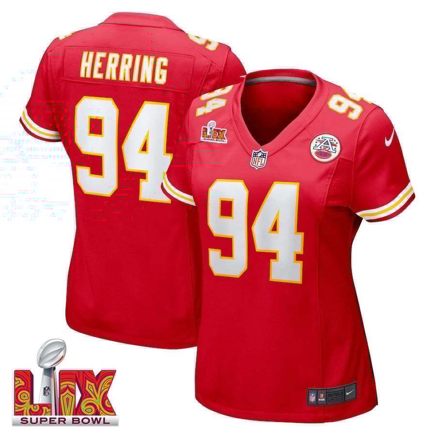 Malik Herring #94 Kansas City Chiefs Super Bowl LIX Red NFL Jersey Women's